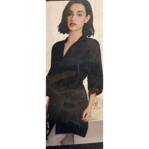 Women's Short Black Satin Robe Size Medium Great Gift Wedding Bridesmaid‎ NEW